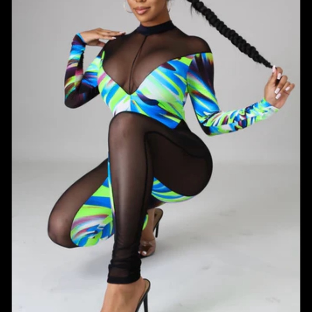 Vibrant Multicolor Mesh Bodysuit